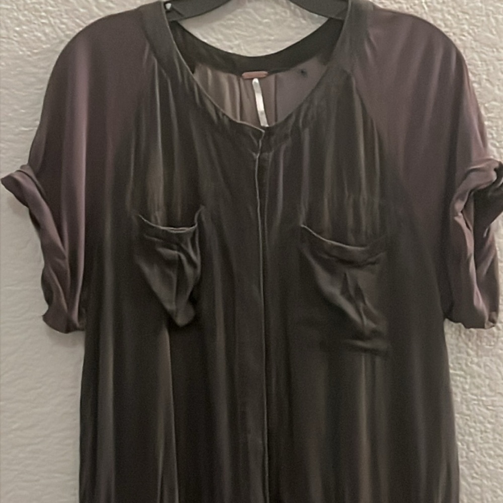 Free People Raving Rayon Utility Romper Washed Black Jumpsuit Size Small - Picture 4 of 8